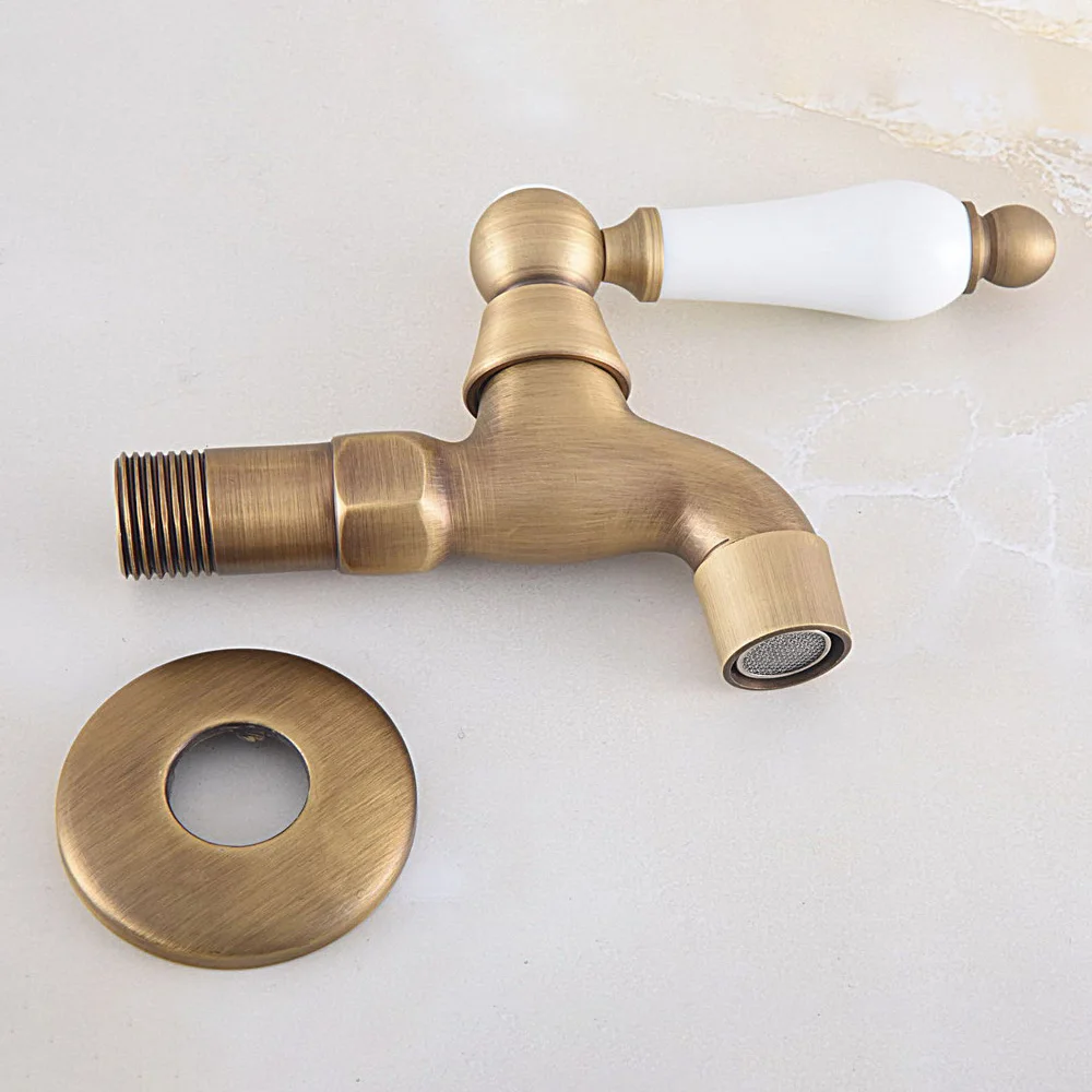 Antique Brass Wall Mount Cold Water Basin Faucet Outdoor Garden Faucet Bathroom Mop Pool Taps Bibcocks zav317