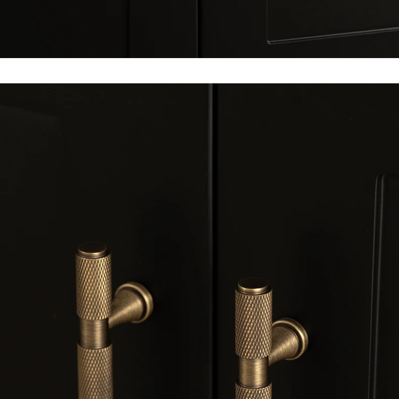 Santaya Solid Antique Brass Handles With Knurled Cross Pattern for Kitchen Cabinet T Bar Pull Bedroom Wardrobes and Drawer Knobs