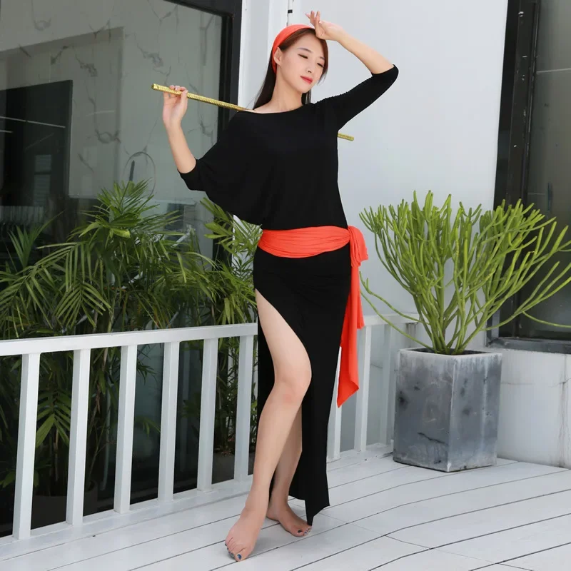 بدلة رقص شرقي للنساء نصف كم زي رداء الكبار سايبي شعبي بلدي ممارسة الملابس ملابس الرقص الشرقي الزي