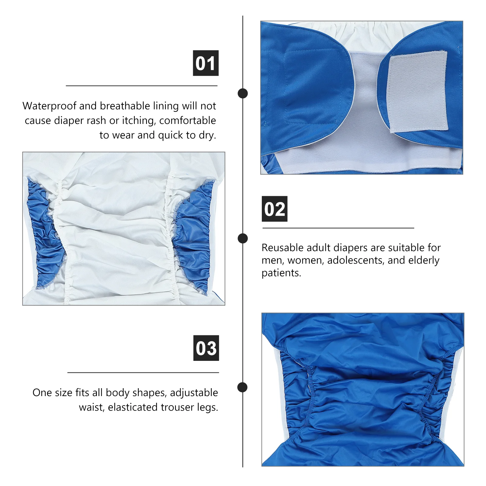 

Comfortable Adult Diaper Pants Breathable Waterproof Reusable Incontinence Diaper for Mobility Impaired Lightweight Easy Care