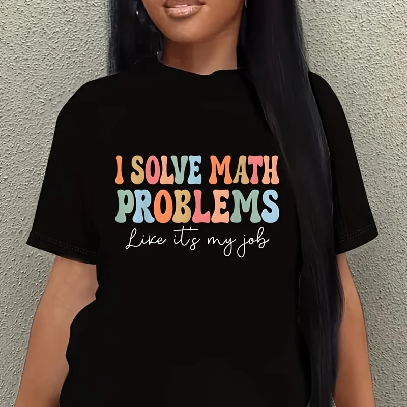 Problem Solver Math Mathematics Back to School Math Teacher Women's Plus Size T-Shirt 100% Cotton 220g