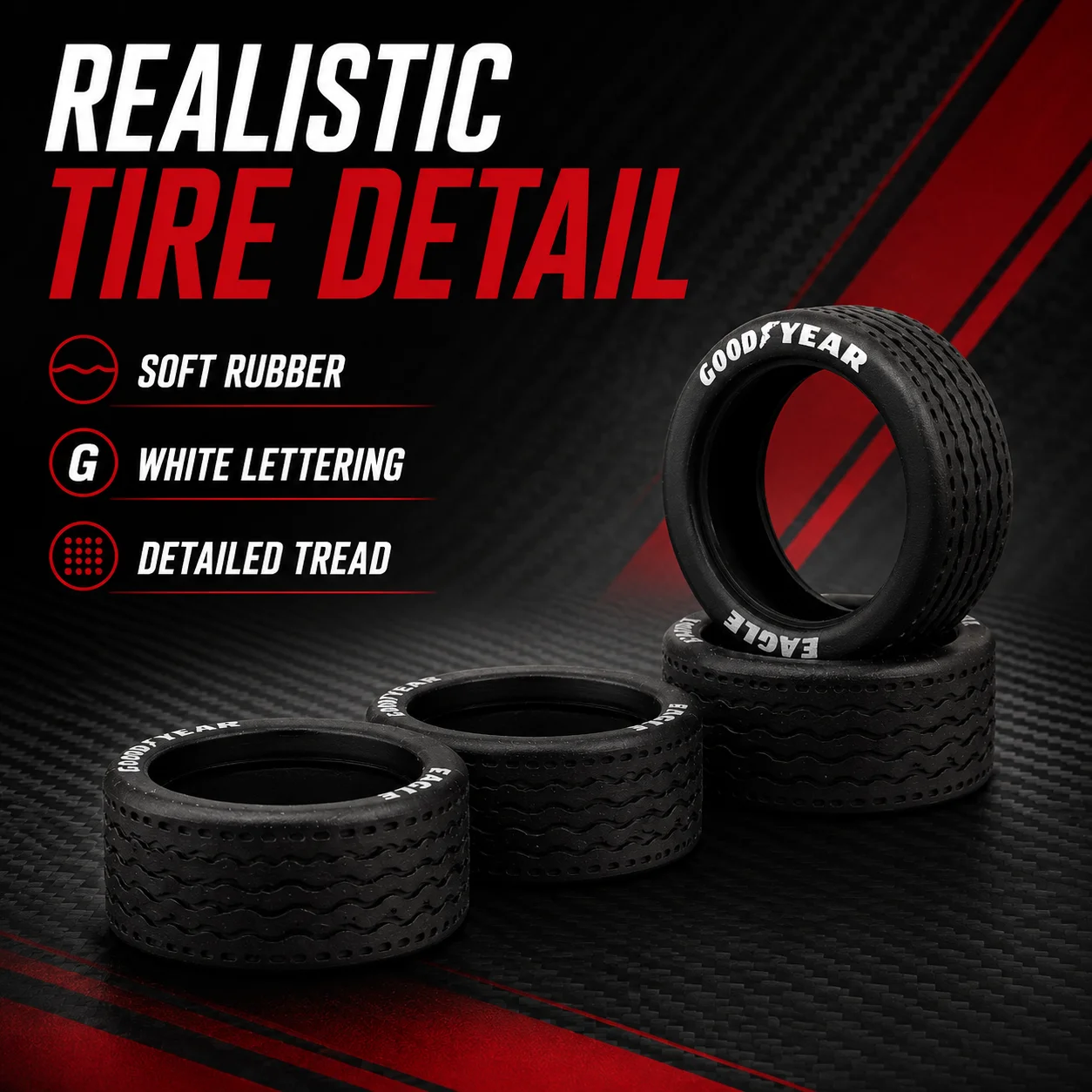 X-Scale 1/64 Car Tires GY Logo Racing Vehicle Pattern Rubber Tyre DIY Lettering Alloy Car Modify Parts 20Pcs 10.7mm