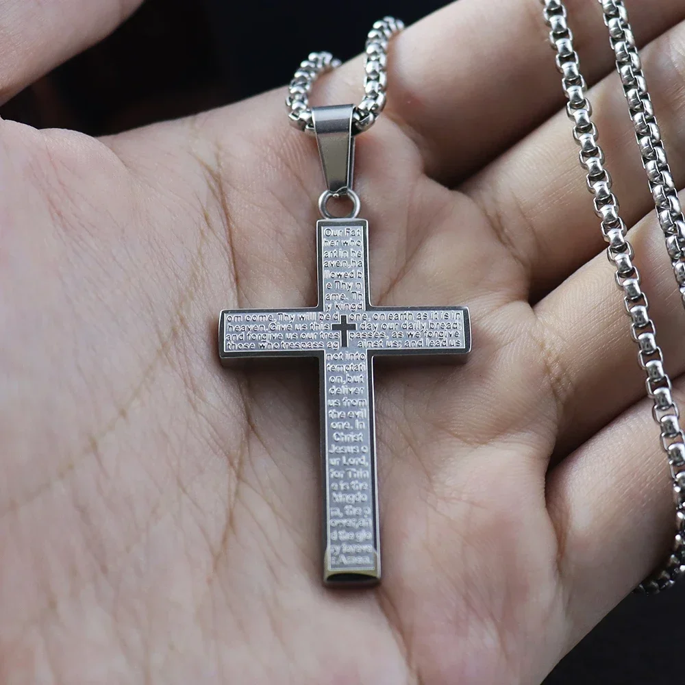 Vintage Christian Cross collana uomo moda ciondolo croce in acciaio inossidabile per le donne Punk Biker amuleto gioielli regalo Dropshipping