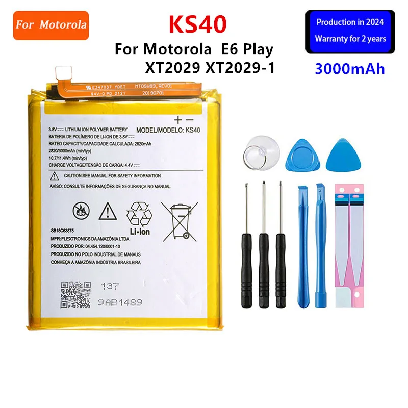 100% Original KS40 3000mAh Battery For  Motorola Moto E6 Play XT2029 XT2029-1 Phone Batteries+Tools.