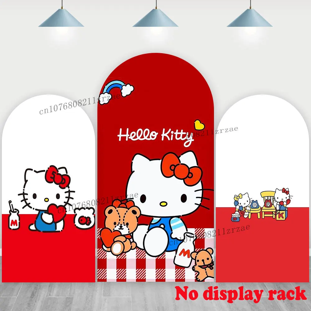 

Hello Kitty Arch Backdrop Girls Birthday Party Red Cover Decoration Baby Shower Banner Poster Background Photography Studio Prop