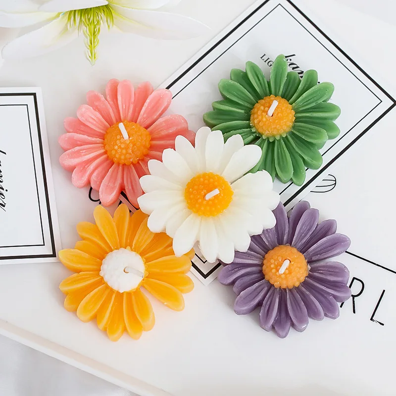 5PCS Daisy Candles Flower Scented Candle Handmade Aromatherapy Floating Candle Birthday Party Festival Gift Wedding Home Decor
