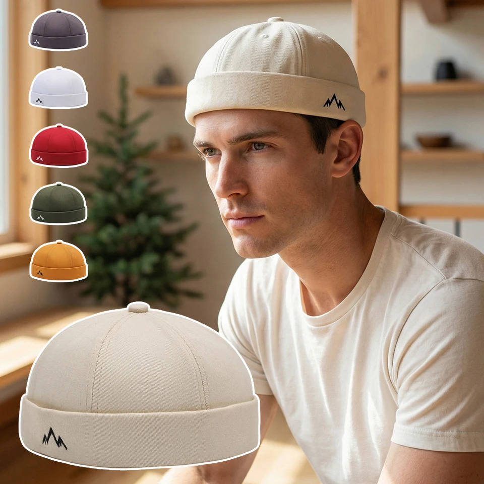 Unisex Brimless Hat Breathable Mountain Beanie Hat Men Adjustable Docker Cap Casual Skullies Cap Women Streetwear Hip Hop Hats, image 2