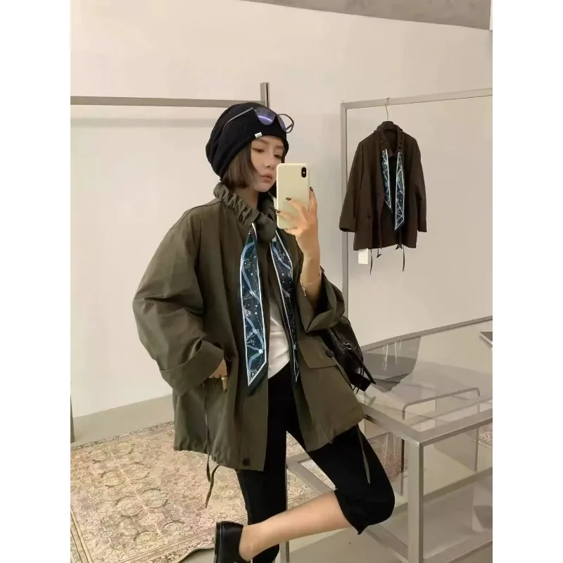 SuperAen 2026 Autumn Women's Loose Casual Lapel Trench Coat New Coat Medium Jacket Coat