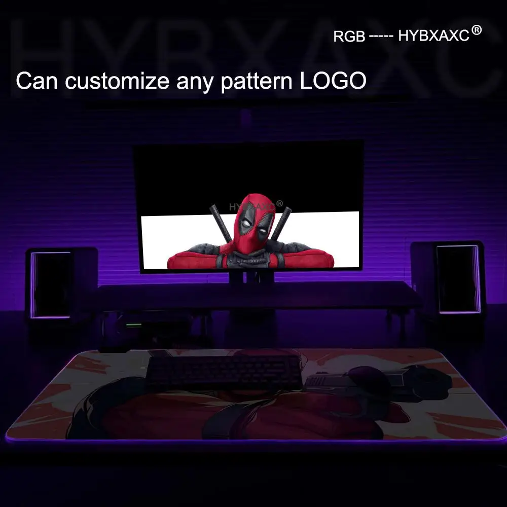 Super Hero Deadpools RGB Pc Gamer Keyboard Mouse Pad Mousepad LED Glowing Mouse Mats Rubber Gaming Computer Mausepad