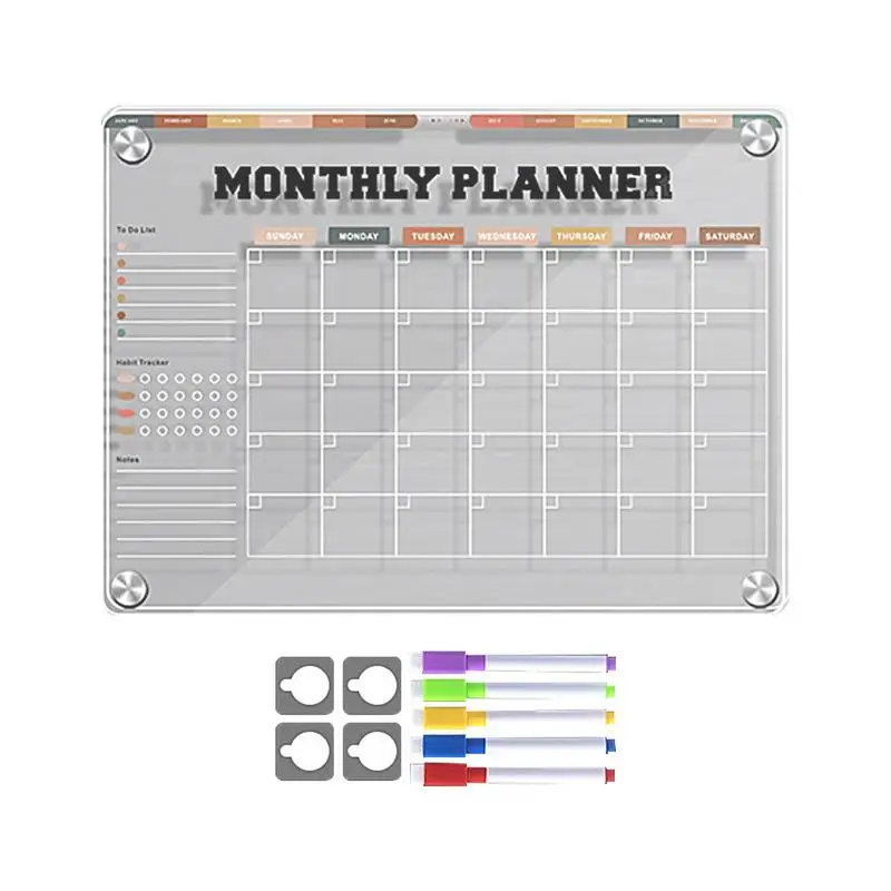 Lavagna magnetica per frigorifero lavagna cancellabile a secco riutilizzabile calendario 12 x9in lavagna magnetica Planner Board bacheca mensile