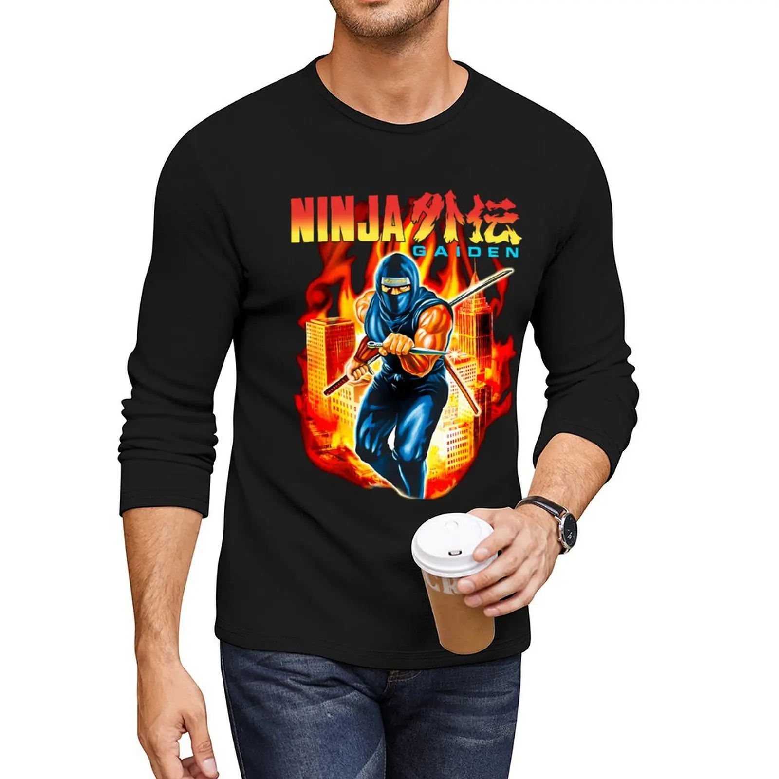 NINJA GAIDEN BOX ART Long T-Shirt boys t shirts custom t design your own heavyweight mens vintage