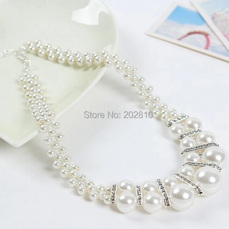 tiki  по 1 грн все New Casual Sporty Women Crystal Pearl Necklace Jewelry Cheap Pearl Chokers Necklace Women Fine Quality