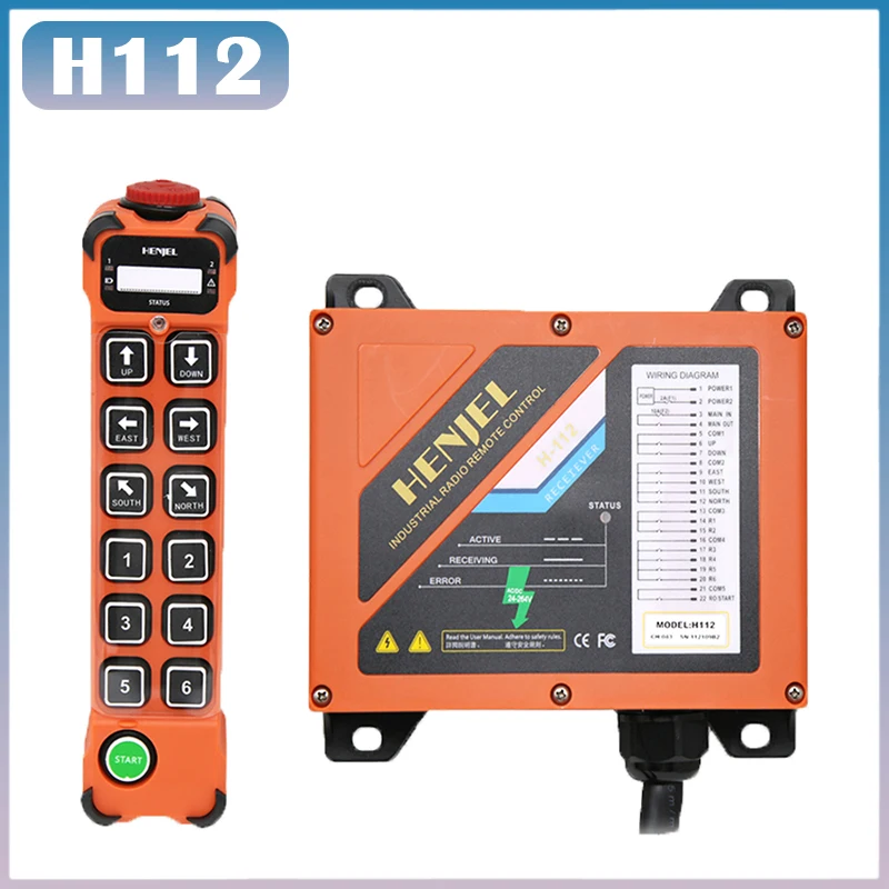 Industrial wireless remote control H112 forklift crane controller 12-key Single-speed with emergency stop lifts switch