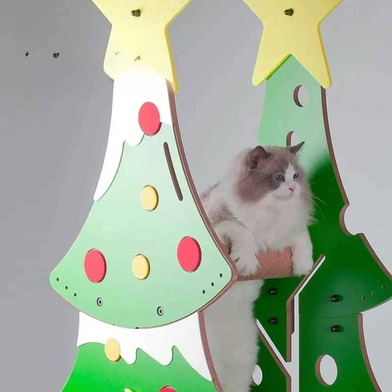 

Cat Christmas tree climbing frame, scratch - resistant and wear resistant scratching board and teaser stick all in one toy