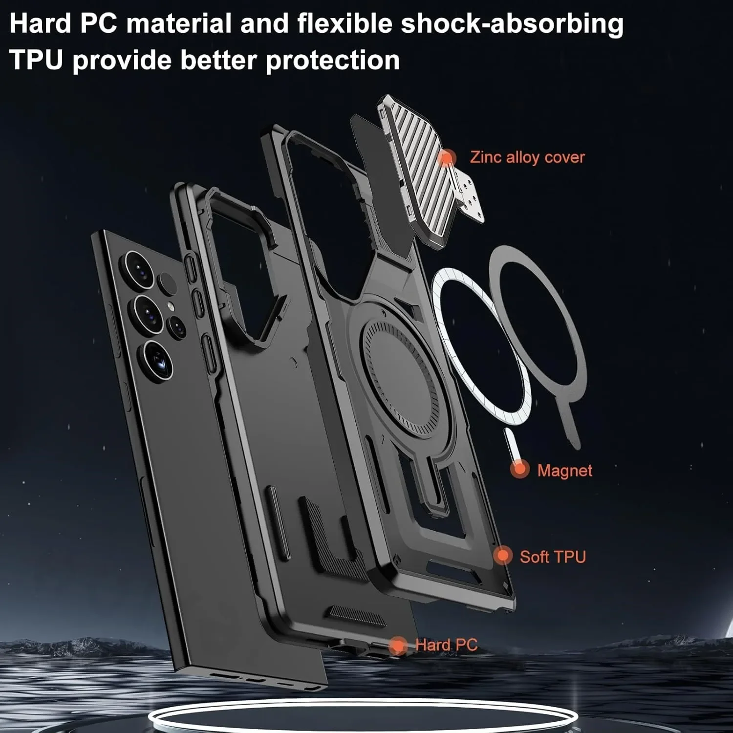 Case For Samsung Galaxy S26 Ultra S25 Ultra S24 A16 A55 A35 Magnetic MagSafe Rotatable Stand Holder Protection Kickstand Covers