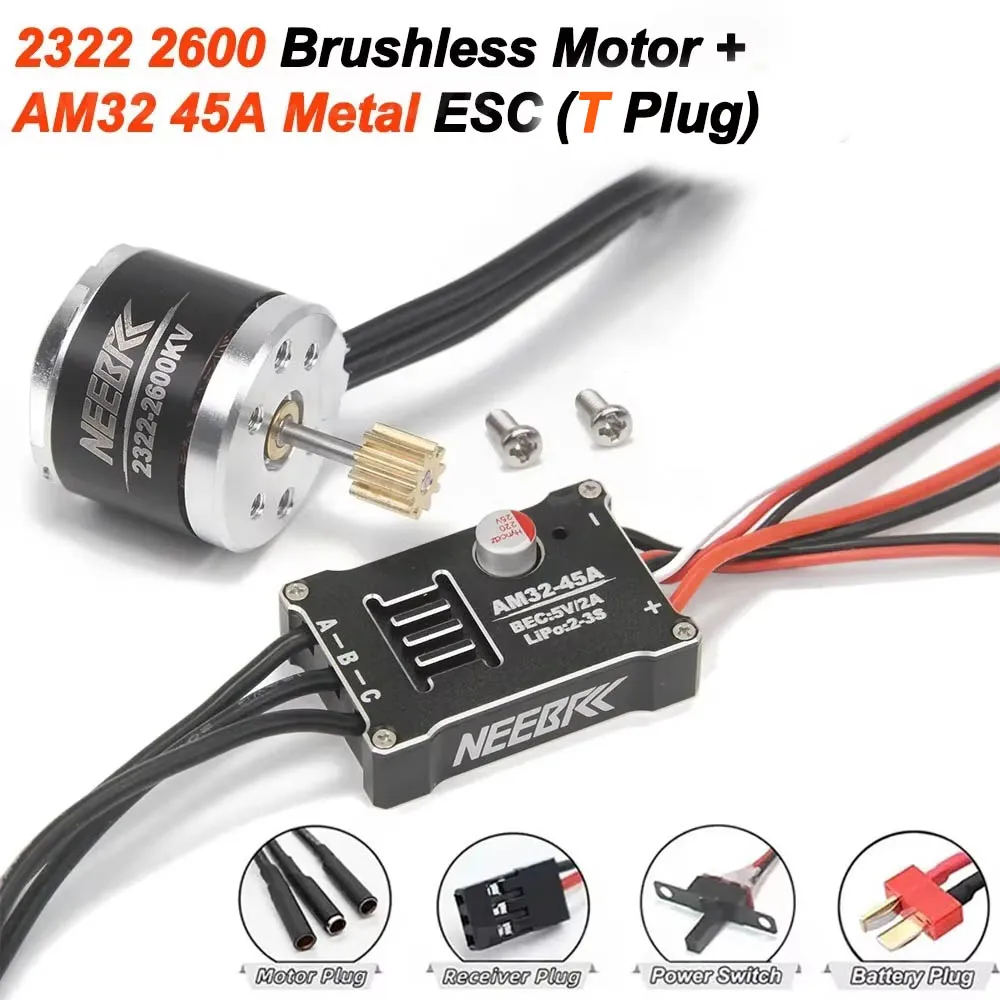 1/12 RC MN Auto MN82 MN99 MN168 MN78 Upgrade Kit 2322 2600KV 3500KV Borstelloze Motor AM32 45A ESC SM3.0/T Plug Model DIY Onderdelen