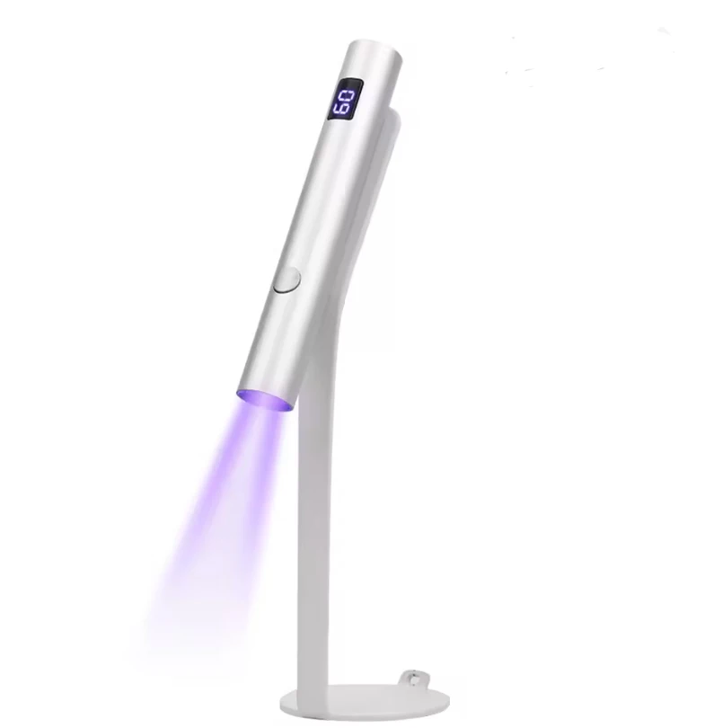 หลอดไฟยูวี LED ขนาดเล็กสำหรับเล็บ เครื่องอบเล็บแบบพกพา ชาร์จซ้ำได้ พร้อม 360 °   ที่ยึดแม่เหล็กแบบหมุนได้ โคมไฟมือถือแบบแห้งเร็ว