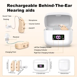 Rechargeable Hearing Aids BTE Hearing Aids for Seniors Personal Sound Amplifier Adults Hearing Assist Devices with Charging Base