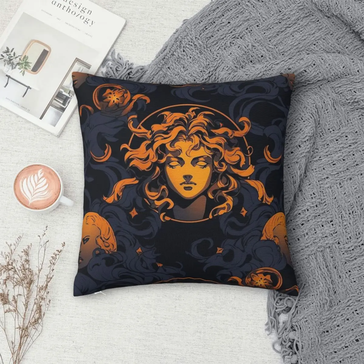 Medusa With Painting Art Style Pillow Case Cushion Cover Creative Polyester Decorative Pillowcase for Sofa 40x40cm