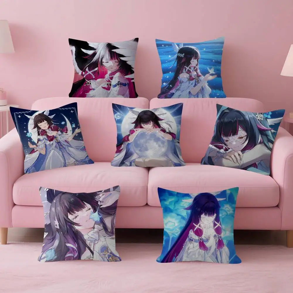 Game C-Columbina Genshin süßes Impact-Kissen, Geschenk, Heim- und Bürodekoration, Kissen für Schlafzimmer, Sofa, Auto, Kissenbezug