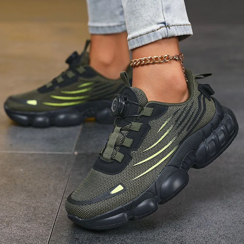 Atmungsaktive Mesh-Laufschuhe für Damen, rutschfeste, verschleißfeste Arbeitsschuhe, robuste, bequeme Turnschuhe, Twist-Schnalle, kein Schnürdesign – Detail 8