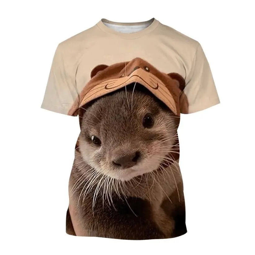 Unisex 2023 Summer T-shirt Popular 3d Animal Print Otter Casual Cute Short Sleeve Breathable Loose 6xl T Shirt Men Tops Tees