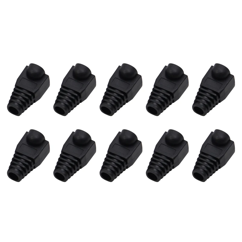 Best Selling 50Pcs/Lot Black Sleeve Boot Cap Plug Head For RJ45 Cat5/6 Cable Connector Modular Network Cable Case NEWEST