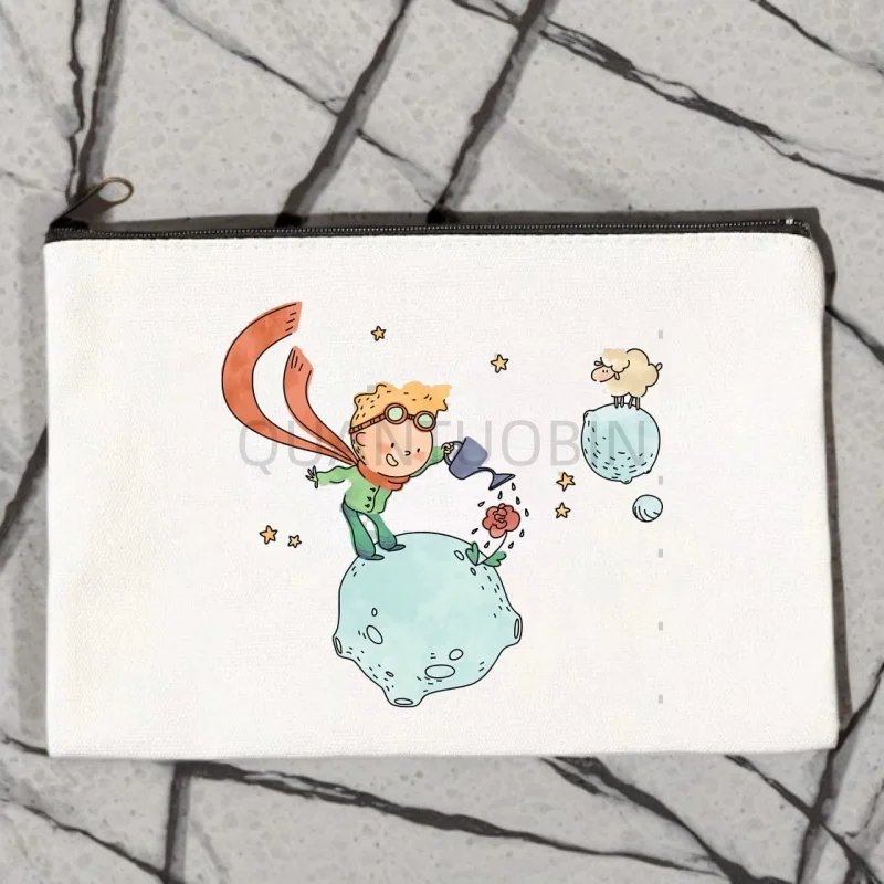 

Косметичка-органайзер из холщовой ткани «Маленький принц», дорожная сумка для хранения мелочей, пенал для офиса, кошелек на молнии, подарок