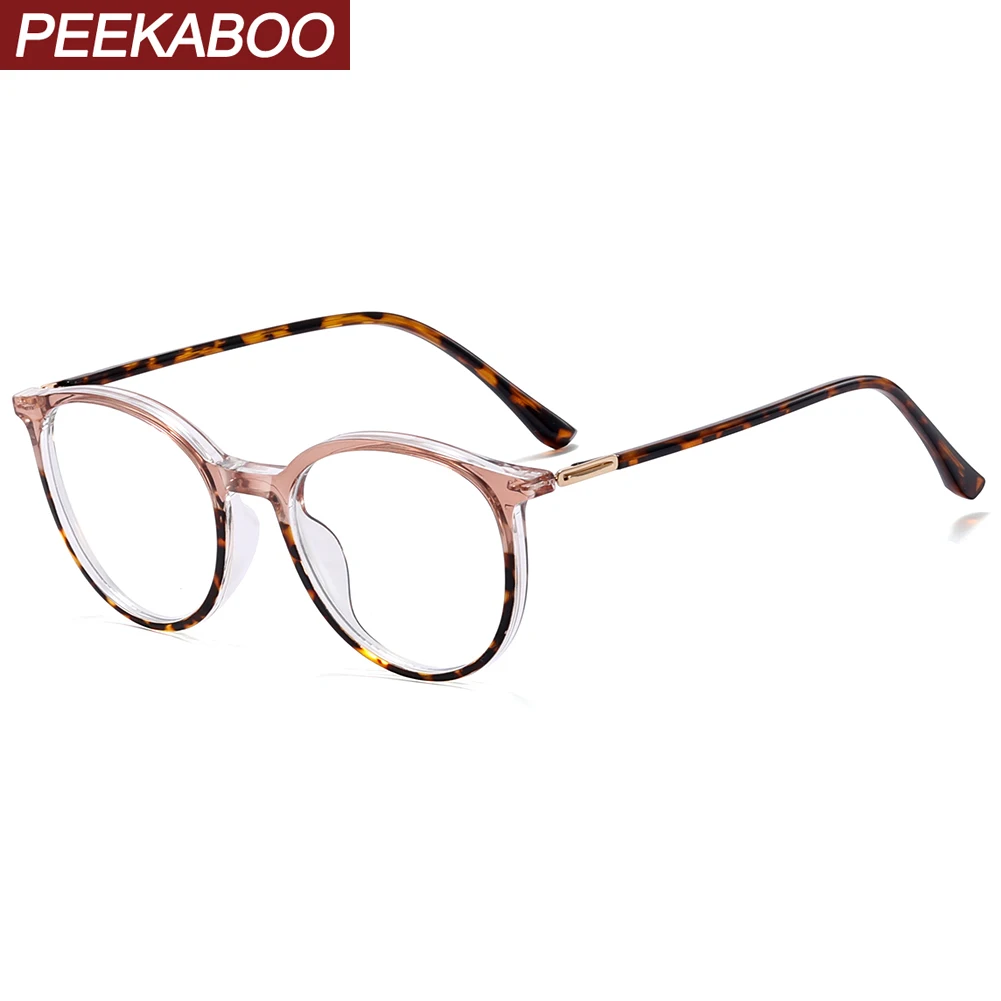 Peekaboo clear lens round glasses frame fashion women TR90 blue light blocking glasses for men black transparent unisex gift