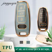 jingyuqin Soft TPU Car Remote Key Case Cover for Audi 4K A8 E-tron Q5 Q7 Q8 C8 D5 SQ8 R8 A1 A3 A4 A6 A7 Fob Protector Holder