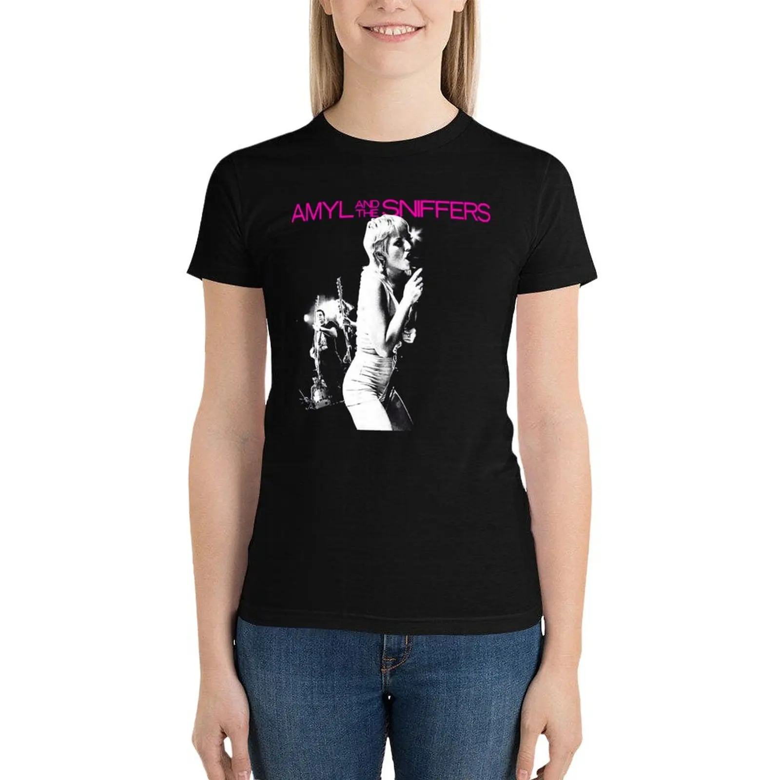 Camiseta gráfica anime Amyl e The Sniffers feminina, moda coreana, roupa kawaii, vestido para mulheres