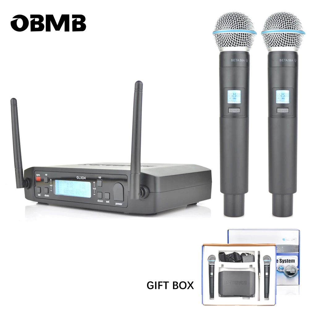 

Free Shipping GLXD4/BETA58A Wireless Microphone Dual 2 Kit Handheld Microphone Wireless Microphone System