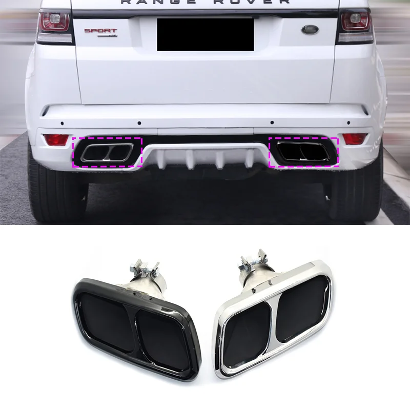 

Car Exhaust Pipe Stainless Steel Quad Exhaust Muffler Pipe Changed SVR Look Square Exhaust Nozle For Range Rover Sport L494