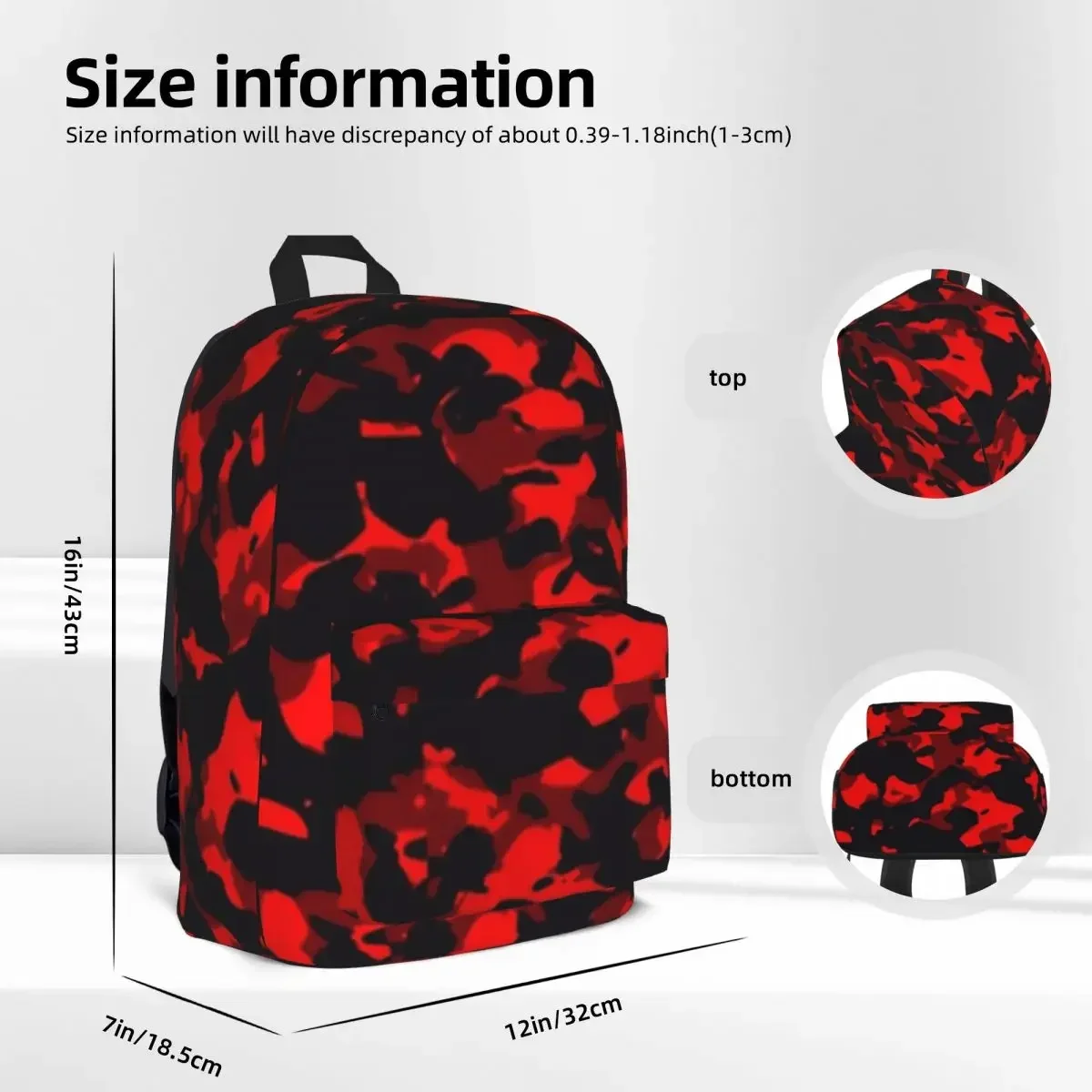 Black Red Camouflage Camo Woman Backpacks Boys Girls Bookbag Casual Children School Bag Portability Laptop Rucksack Shoulder Bag