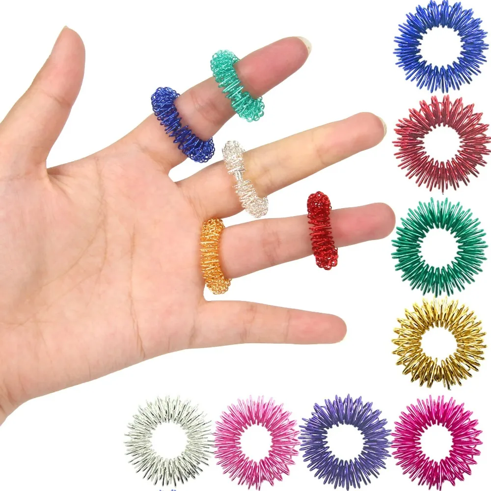 5/10/20pcs Acupressure Rings Spiky Sensory Finger Rings Set for Teens Adults Stress Reducer Massager Stress Relief Fidget Toys