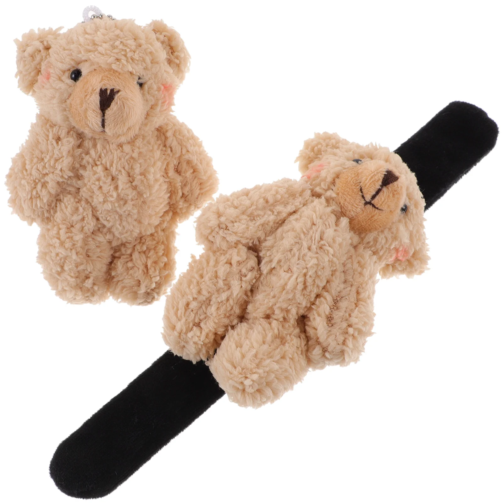 2 Pcs Wrist Huggerhug Slap Bracelet Plush Bear Ring Bracelets Rings Christmas Kids Toys Cloth Bands for