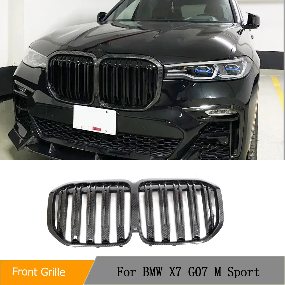 

Prepreg Dry Carbon Front Grille Grill For BMW X7 G07 M Sport 2019-2021 Double Line Front Car Body Kits Racing Grill