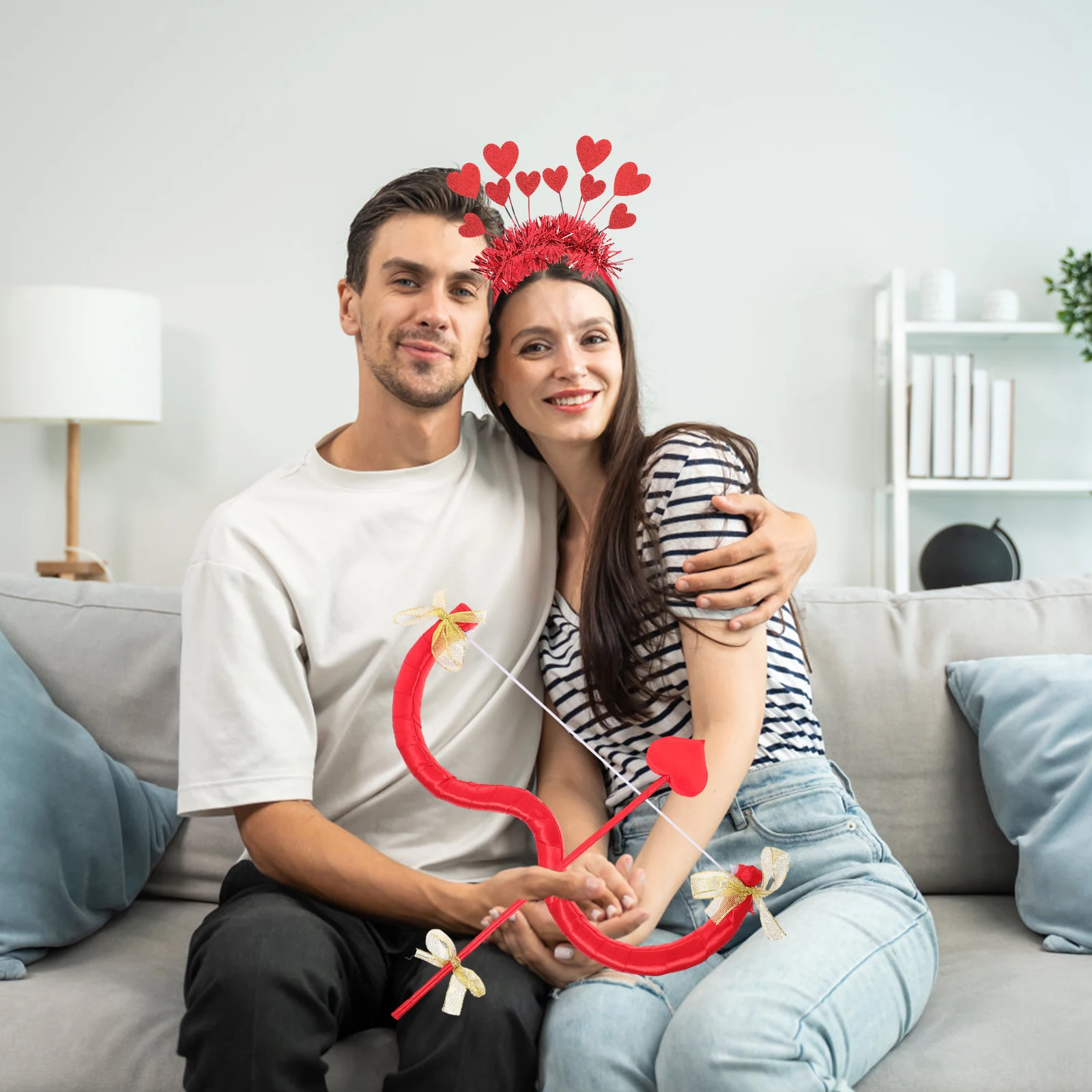 

1 set Cupid Bow Arrow Costume Props Set Valentine's Day Party Supplies Women Girl Heart Headband Love Decor Cosplay Festival
