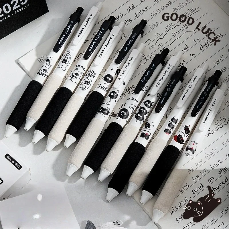 4pcs Quiet Retractable ST Nib Gel Pen for Students, Smooth Quick-Drying Black Ink, Skip-Free Exam Practice School Supplies