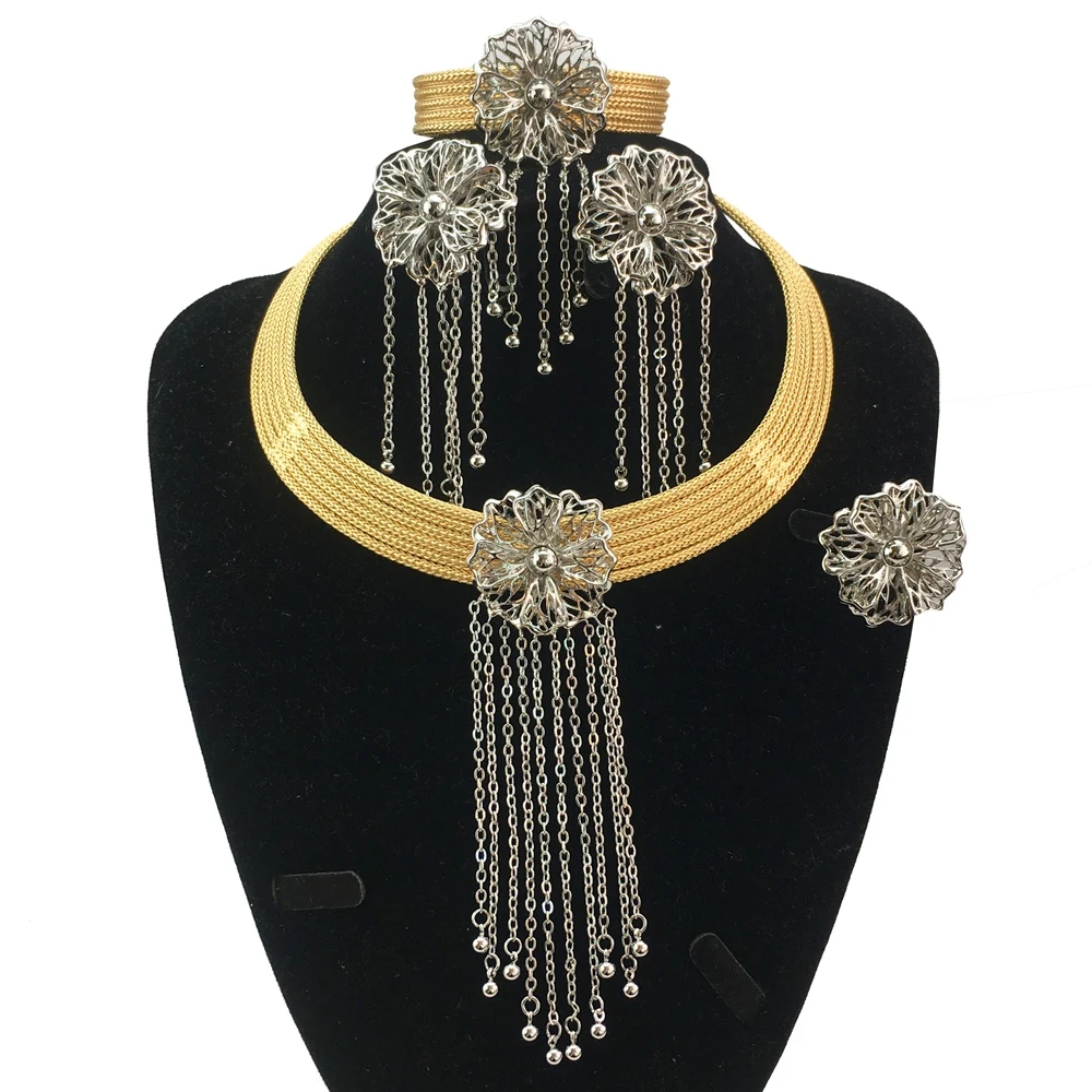 Latest Unique Necklace Brazilian Jewelry Sets For Women Party Bridal Jewelry FHK19275