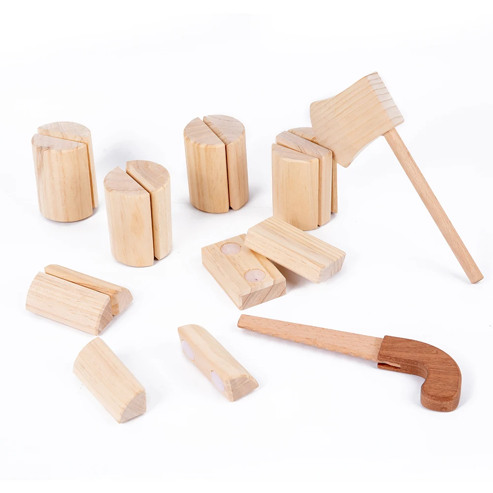 Children Simulation Wood Chopping Game Kids Pretend Role Play Funny Cutting Magic Sticker Toy Montessori Educational