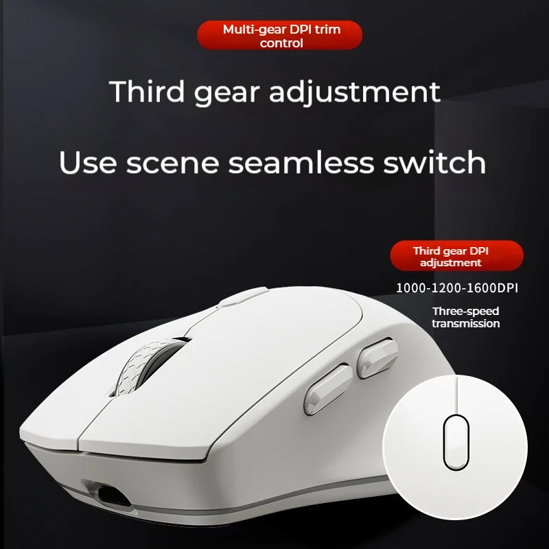 Mechrevo Mechrev M390 Wireless/Bluetooth/2.4g Dual Mode Office Mouse With Light Sound And Ergonomic Computer Mouse White