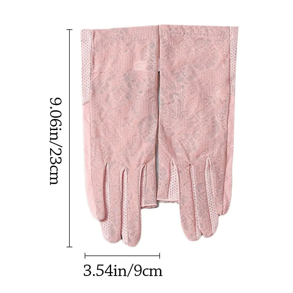 UV Protection Summer Sunscreen Gloves Ice Silk Lace Sun Protection Gloves Elastic Slip Resistant Cycling Driving Gloves