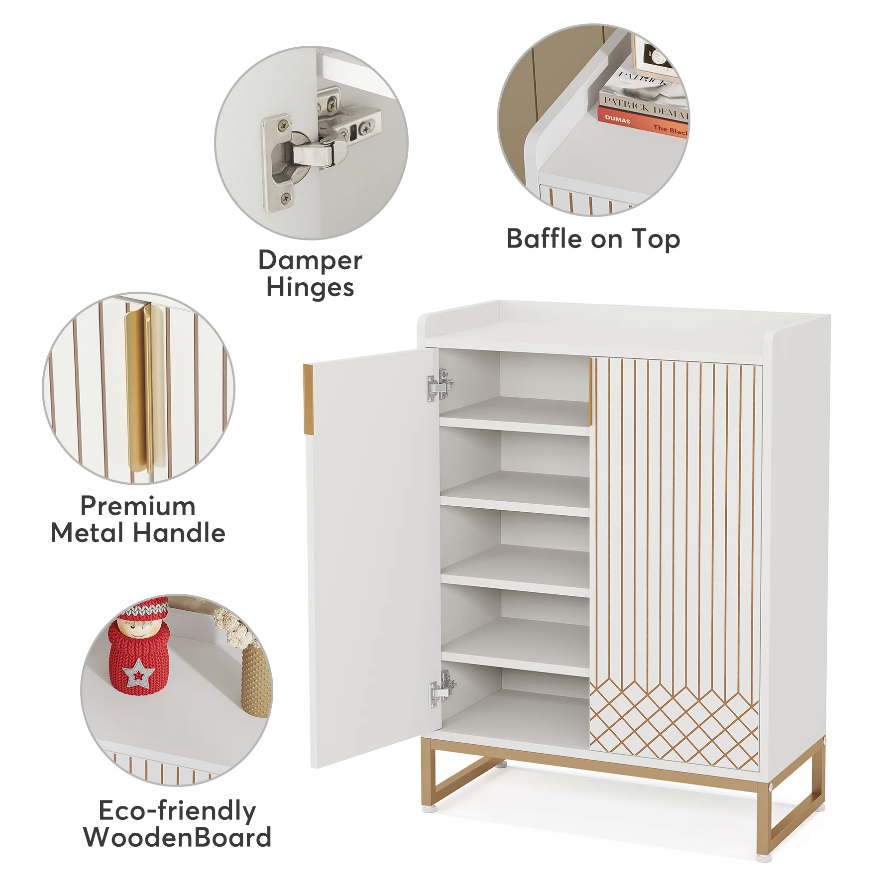 Tribesigns-Armoire à chaussures blanche, armoire à chaussures moderne T1 à 5 niveaux, armoire de rangement en bois autoportante, 25 paires