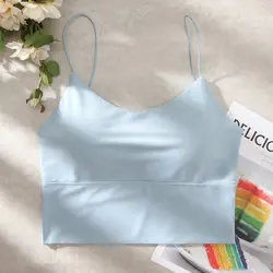 Women Sexy Solid Color Crop Tops Sports Tanke Lady Bralette Tops Strap Off Shoulder Sleeveless Omighty Camisolt Hot