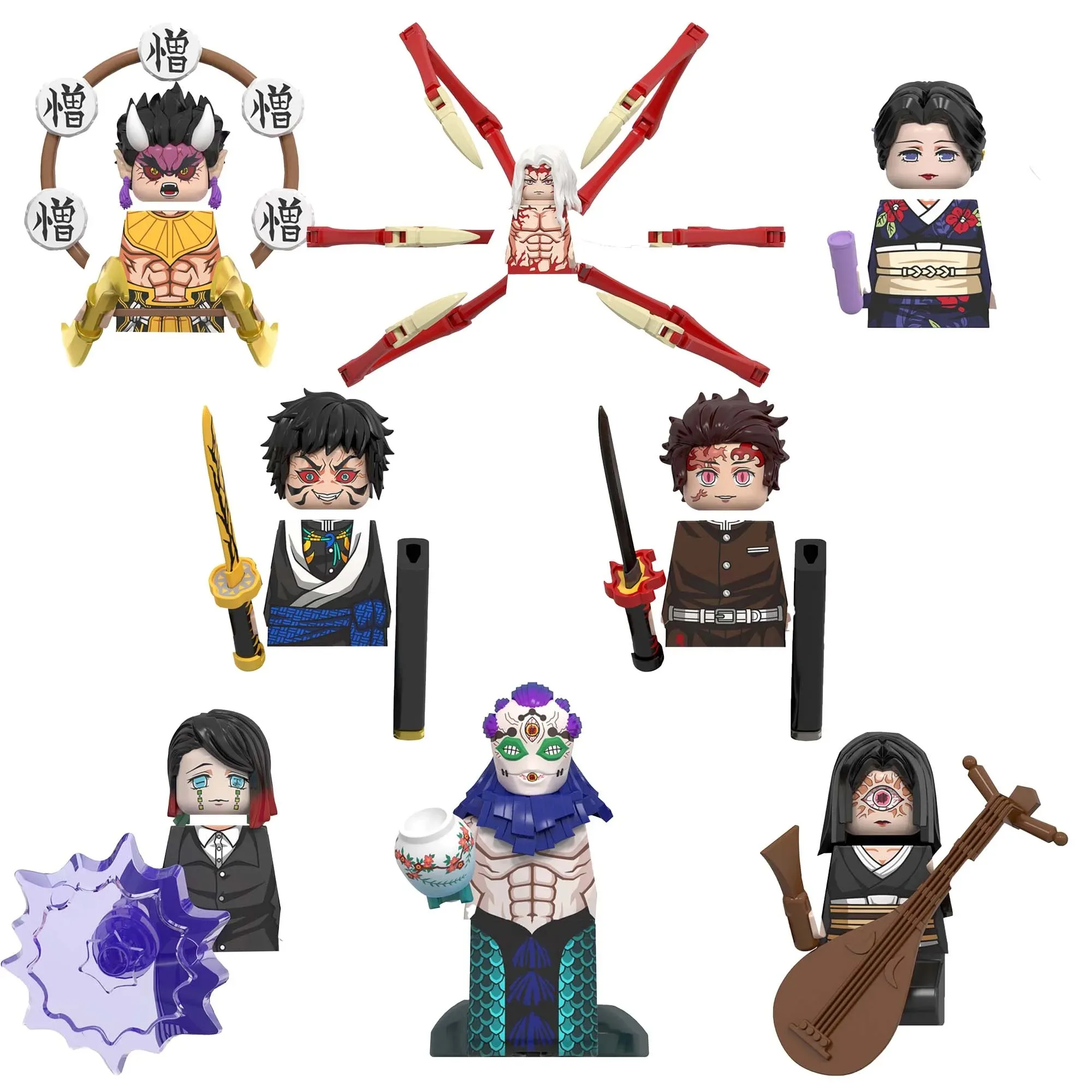 WM6116 WM6137 WM6162 japonais Anime samouraï Tanjirou Nezuko Kyoujurou Giyuu Mini blocs de construction briques poupées figurines d'action jouet