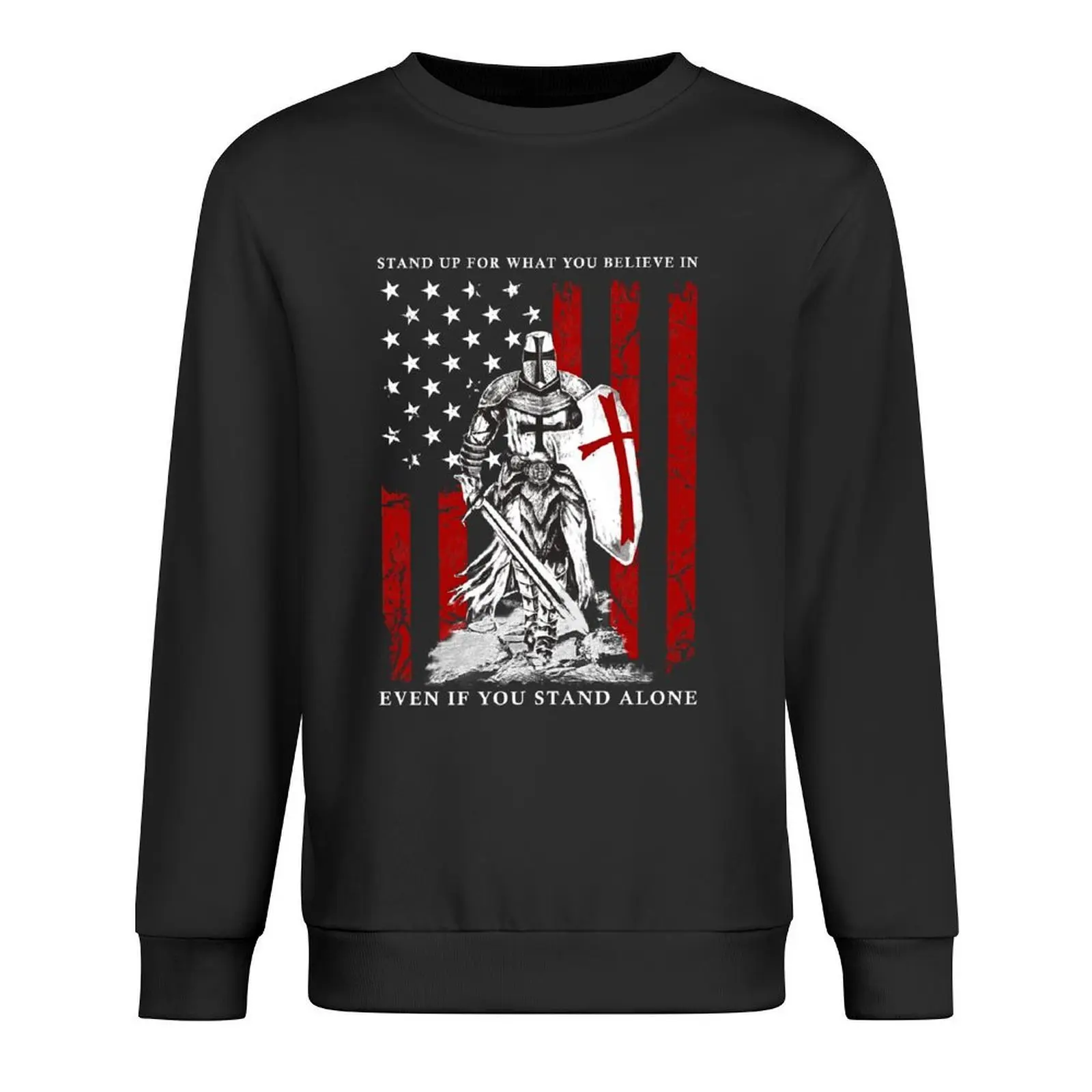 

Knight Templar - Crusader Warrior American Flag Pullover clothes for men men clothes korean style clothes sweatshirt