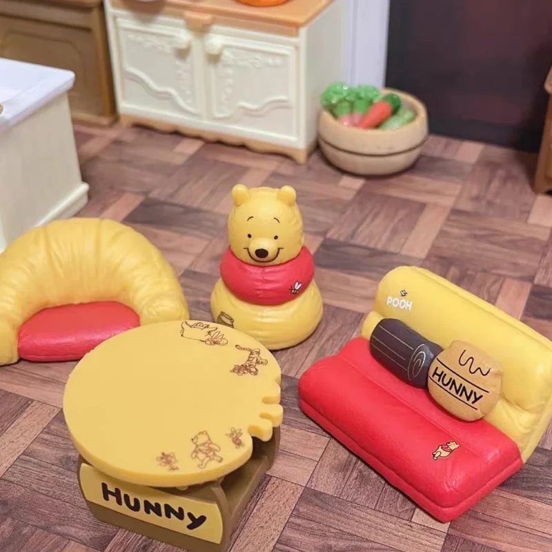 2026 High Quality 4PCS Gashapon Disney Pooh Fantasy Shop Miniature Scenes Desktop Toys Collectible Model Ornaments Birthday Gift