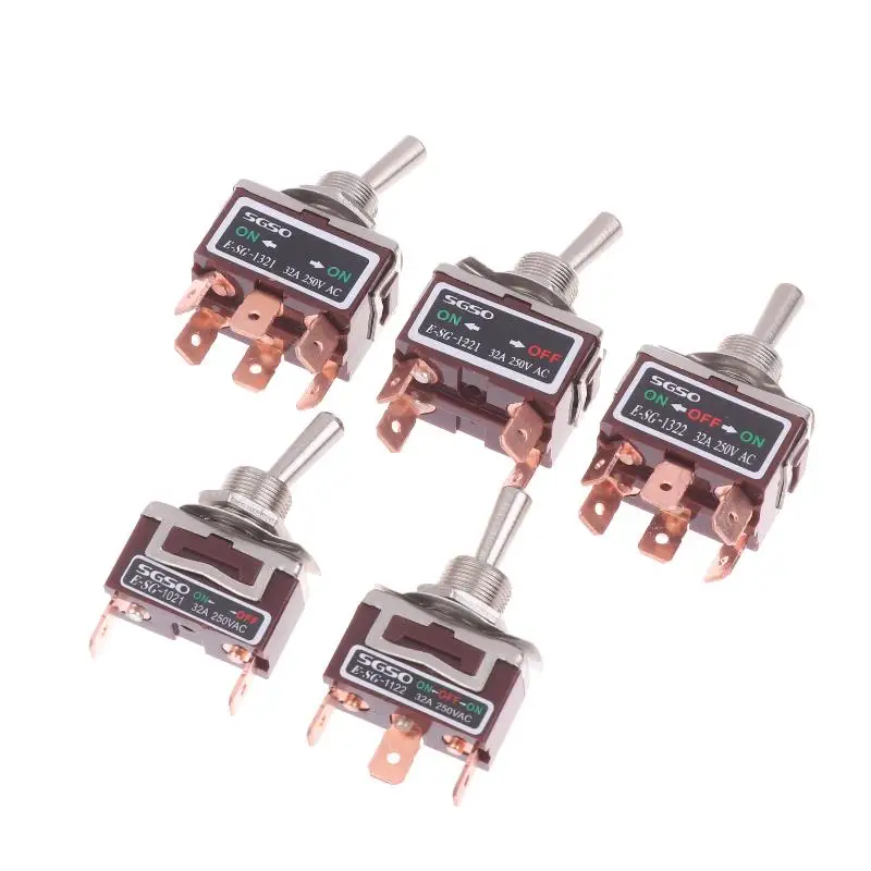 1Pcs Self-Locking E-SG Power Switch 2/3/4/6Pin E-SG Toggle Switch 32A 250VAC Rocker Switch With Brass Screw Foot Pin