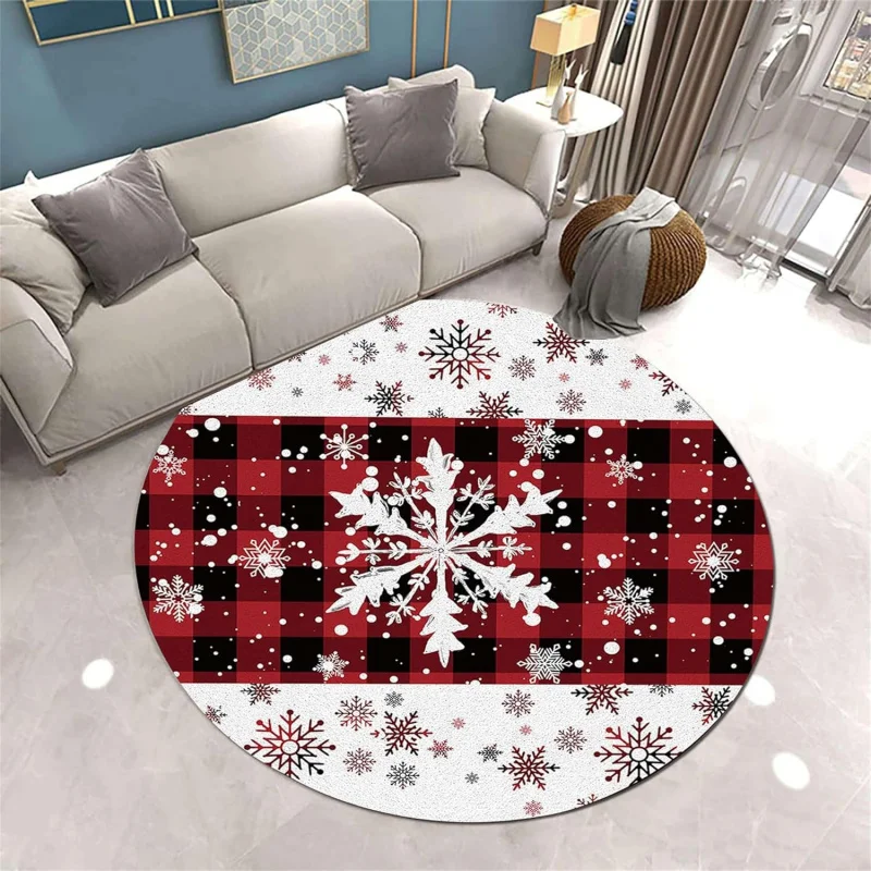 

Christmas circular area carpet 75X75cm red snowflake logo suitable for party, living room, dining room, bedroom decoration